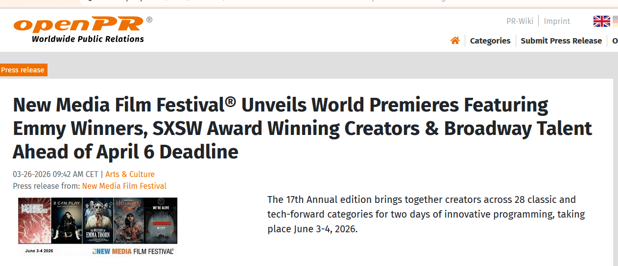 open pr open pr screenshot for new media film festival