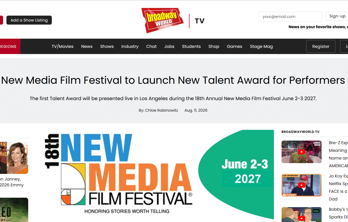 Broadway World and New Media Film Festival